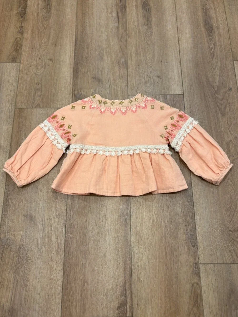🌟 LOUSIE MISHA 🌟 GIRLS UBUD EMBROIDERED LINEN COTTON JACKET CORAL SZ 2